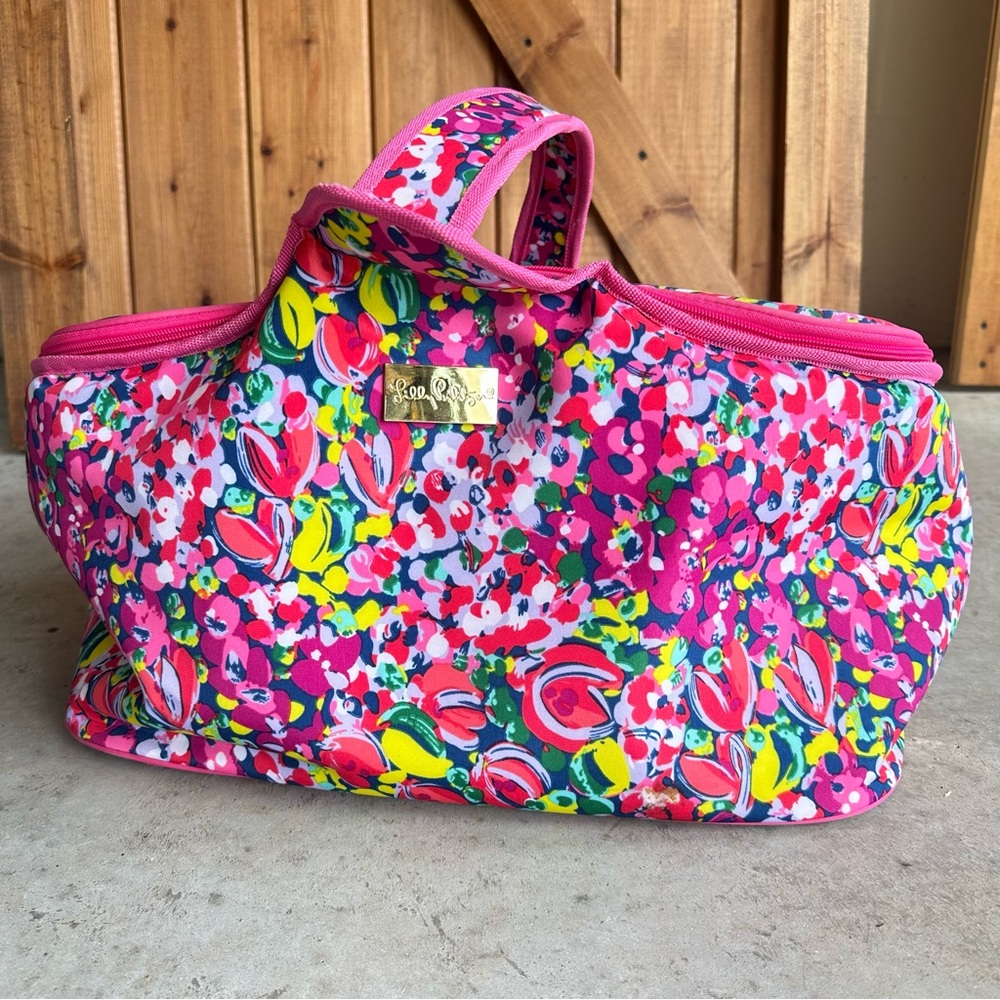 Lilly Pulitzer cooler bag Pink Floral Xlarge Beach padded large full zipper